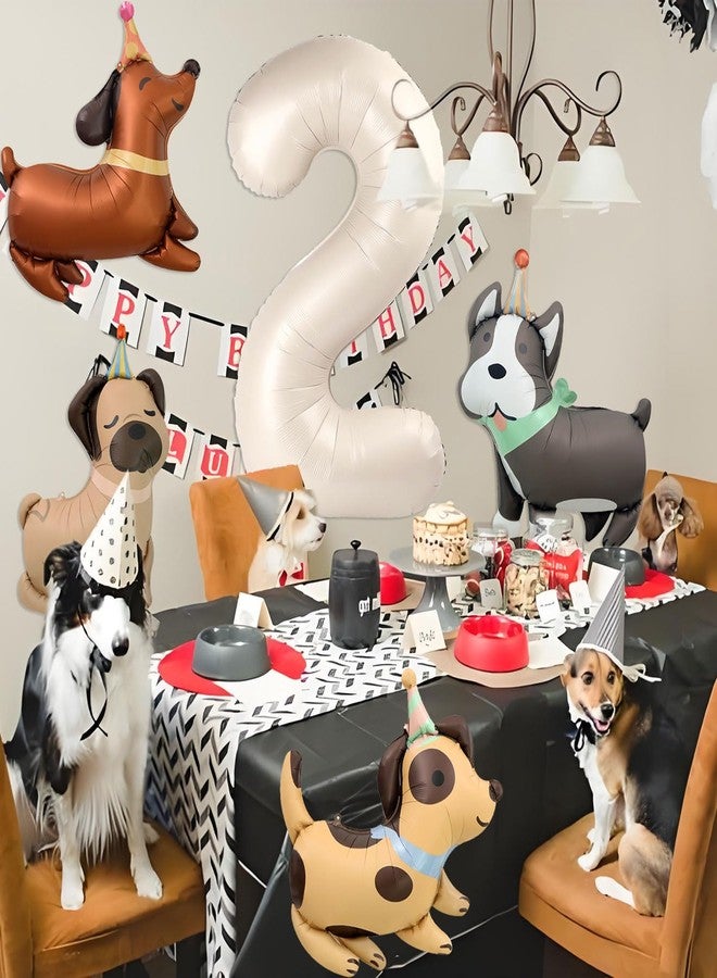 Tagberoy Animal Dog Balloons Puppy Balloon 40 Inch Cream White Number 2 Balloons for Dog 2nd Birthday Decorations Dogs Birthday Party Supplies - Image 4